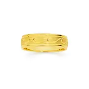 9ct Gold 6.5mm Satin Wave Centre Ring