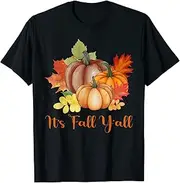 [X.Style] It's Fall Y'all Toddler Women Kids Autumn Pumpkin Leaves ds1179 T-Shirt (2XL) Black