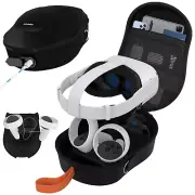 Carrying Case with Magnetic Charging for Meta Quest 2/Quest 3S Accessories, Larg