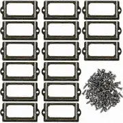 Generic 30pcs Metal Label Holders for Furniture, Drawers, Cabinets, Cards, Nameplates, Frames with Screws for Desk, Bookcase, Shelf, Bronze, 70x33mm