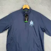 Adidas Climaproof Windbreaker Jacket Mens Medium Navy Quarter Zip Pullover NEW