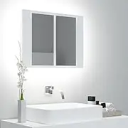 LED Bathroom Mirror Cabinet, White 60x12x45 cm, RGB Lighting, Floating Wall Mount for Modern Vanities