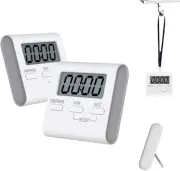Countdown Timer Alarm Clock Timing & Digital Kitchen Timer - White 2 Pieces