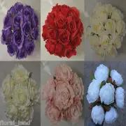 SILK ROSE ROSES PEONY PRE MADE BOUQUETS WEDDING BOUQUET ARTIFICIAL POSY FLOWERS