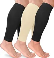 JOLAYSO Calf Compression Sleeves for Men and Women, 3 Pairs, 23-32 mmHg, Pain Relief for Shin Splints and Varicose Veins, Footless Running Socks