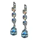 Earrings by Mariana Woman Dangling Aquamarine and Golden Swarovski Crystals