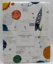 Pottery Barn Kids Solar System Organic FLANNEL TWIN Organic Sheet Set ~ Multi