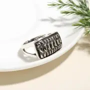925 Sterling Silver Oxidised Ring with Tribal Texture Handmade Boho Band