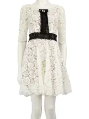 White Floral Lace Mini Dress