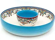 Euro Ceramica Zanzibar Chip and Dip Bowl, 2 Piece Set, Multicolor, 24 Ounces