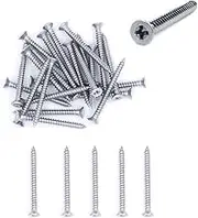100X NUZAMAS 14G*38 304 Stainless Steel Self-Tapping Screws Cross Flat Countersunk Head Screw Miniature Screw Wood Screw Self-Tapping Screws and Wood Screw(ST6.3 * 38)