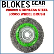 Josco Stainless Steel 316 Wire Wheel Brush 200mm x 20mm for Bench Grinder 103ASS