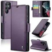 CaseMe Samsung Galaxy S24 Ultra 5G Folio Wallet Case Cover Side Closure S928 [Purple]