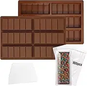 Proxima Direct Break Apart Chocolate Molds Silicone Deep Chocolate Bar Molds,Pistachio Chocolate Bar Break Apart Candy Bar Molds(100PCS Packing Bag+1PCS Chocolate Mould+1PCS Scraper)