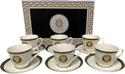 The House of Florence Black and Gold Medusa Greek Key 100ml 12pcs Espresso Set