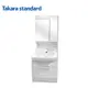 【Takara-standard】日本進口60CM琺瑯雙抽屜浴櫃組+雙門收納鏡附照明(ABS)防潮、不發霉