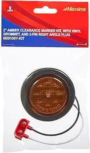 Maxxima M09100Y-KIT 2" Round P2/P3 Clearance Marker Amber Kit with Grommet & Pigtail Plug