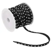 32.8ft Studded Faux Suede Cord Rope for Jewelry Making, Black Silver
