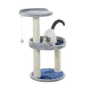 Armarkat Three-Level Real Wood Compact Scratcher X2905 Gray W Plush Perch