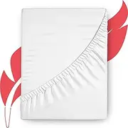 Ashton Sheets 100% Cotton Queen Size Fitted Sheet Only - 1000 Thread Count Queen Fitted Sheet Cotton, Luxuriously Soft, Durable, Cooling 16" Deep Pocket Sateen Bottom, Luxury Hotel Quality - White