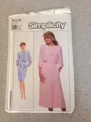 Simplicity Sewing Pattern 9015 Womens Dresses Size 16 Uncut 1989