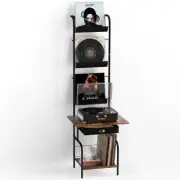 Record Player Stand with Vinyl Storage, Turntable Stand with Vinyl Record Ho...