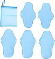 Healeved Menstrual Pad Liners 6pcs Washable Sanitary Pads Long Blue Fleece Pul Leakproof Panty Liners Comfortable Easy to Use
