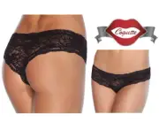 Coquette Womens Crotchless Panty Sexy & Stretchy Floral Lace Black CQ-142OS