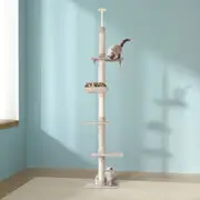 290cm i.Pet Cat Tree Tower Scratching Cats Post Scratcher Floor to Ceiling Beige