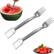 2 Pcs Watermelon Fork Slicer Cutter, Stainless Steel Watermelon Slicer Cutter 2-