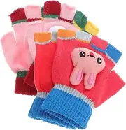 [LIFKOME] 2pair Adorable Girl Mittens Thicken Gloves for Boy Girl Random Colors Warm Comfortable Design for Cold Days Cartoon Style for Boy Girl and Toddlers