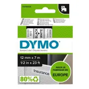 Dymo 12mm x 7m D1 Lable Tape - Black On White