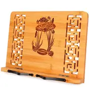 Catzon Foldable Book Stand Reading Frame Rest holder Cookbook /Tablet PC textbook/Music Document Stand Desk Bookrest with Retro Hollow -Lotus Plant & Lotus Root