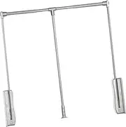 [perfk] Pull Down Closet Rod Organizer Clothing Rack Ergonomic Heavy Duty Aluminum Alloy Accessory Adjustable Width Wardrobe Hanger, Silver