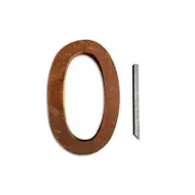 A.FRESCO Steel House Number ZERO Wall Address Sign/Plaque 23.8x40cm Rust