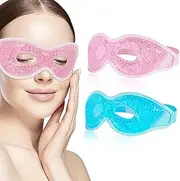 YOYEAH Eye Mask Cooling Pack of 2 Gel Eye Mask for Hot and Cold Therapy Sleep Mask Cooling Eye Cooling Masks Adjustable Elastic Band Suitable for Home Office and Travel