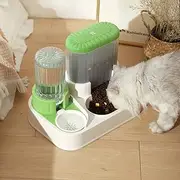 Pet Scene All-in-One Cat Feeder Automatic Water Dispenser 2.2L Dog Cat Food Bowl Automatic Gravity Pet Feeding for Small Medium Large Pets,White&Green