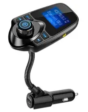 Car Bluetooth FM Transmitter [2024 Upgraded], 1.44" Display Flexible Black