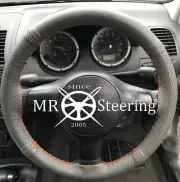 FITS PEUGEOT BOXER GREY TWO TONE LEATHER STEERING WHEEL COVER 05+ ORANGE STITCH
