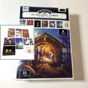 Christmas Cards & Envelopes, 32 Pack, Luke 2:14, Matthew 5:6, Isaiah 9:6 Quotes