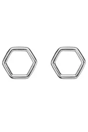 Hex Sterling Silver Stud Earrings--NAJ-E5430
