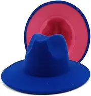 [HEYDHSDC] Two Tone Fedoras Jazz Hats Cowboy Hats for Women and Men Double-Sided Color Cap Red with Black Wool Bowler Hat