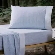 STRYPIE Cotton 3pc KING SINGLE Bed Sheet Set in Cobalt by SHERIDAN RRP $220