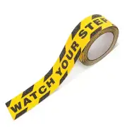 Watch Your Step Caution Tape 1.97in x 16.4Ft, Non Skid Tape Yellow Black
