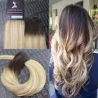Balayage Ombre Tape Skin Weft Human Hair Extensions Brown Lightest Blonde 22"