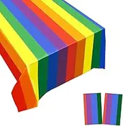 2 Pack Plastic Christmas Tablecloths Disposable Xmas Table Covers Plastic Table Cloths BBQ Picnic Birthday Christmas Parties Covers Waterproof Oil-proof Table Cloth Rainbow Table Cloths 54 x 108 In