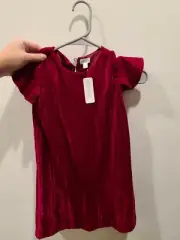 NWT Gymboree Cranberry Velvet Girls Flutter Sleeve Dress Sz 7