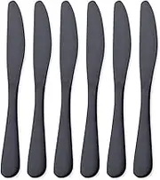 GoGeiLi Matte Black Dinner Knife, Stainless Steel Satin Finish 9.4-inch Dinner Table Knife Set, Service for 6, Dishwasher Safe