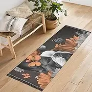 QGBYMX Bulldog Floral Cute Washable Runner Rug 2’ x 6’ Non Slip Kitchen Runner Rug for Hallways Entryway Patio Living Room Floor Carpet Runner- Soft Thin Mat for Family Pet