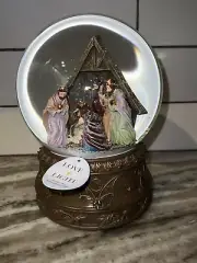 Love + Light Musical Waterglobe Nativity XL Snow Globe Baby Jesus Manger NEW